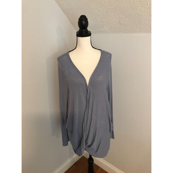Free People We The Free Women’s Long Sleeve Blue/Gray Faux Wrap Top - Size Large - Picture 2 of 11